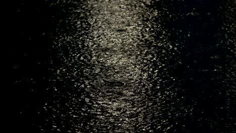 loseup shot of heavy rain on road/rain road in london street at night, loop background