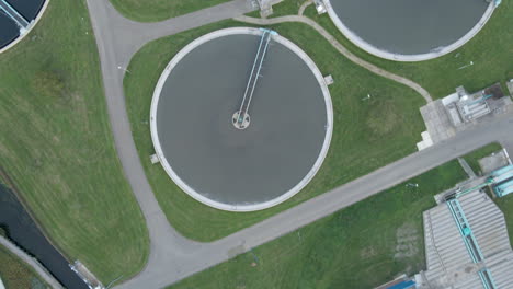 Top-down-aerial-of-water-basins-of-water-treatment-plant