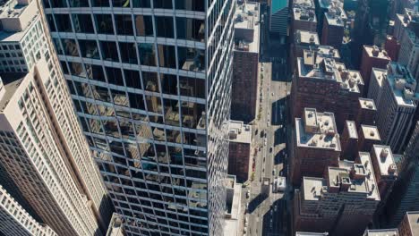 high-angle view of skyscrapers and city streets