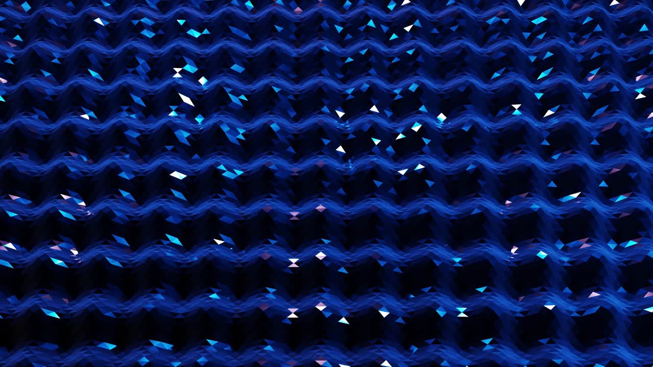 stylish dark abstract low poly background in 4k. Abstract waves move on glossy metallic surface in loop. Smooth soft seamless animation. Simple minimalistic geometric bg. Blue color