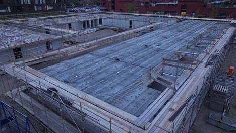 Aerial-reveal-of-new-housing-estate-under-construction,-Hendrik-Ido-Ambacht