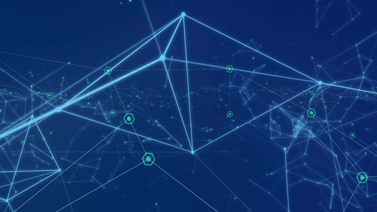 animación de la red de conexiones sobre fondo azul