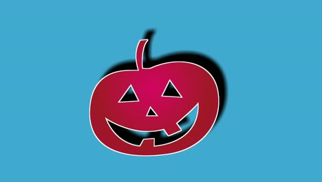 rojo espeluznante calabaza halloween símbolo animación drop down gráficos de movimiento en elementos de video de fondo azul