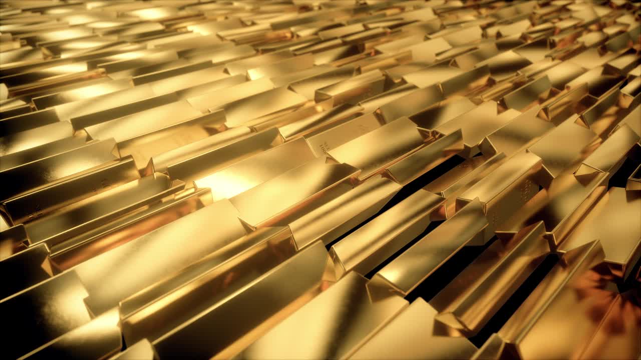 추상적인 골든 바 회전, 원활한 루프 3d 애니메이션