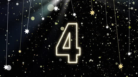 glowing number countdown with stars