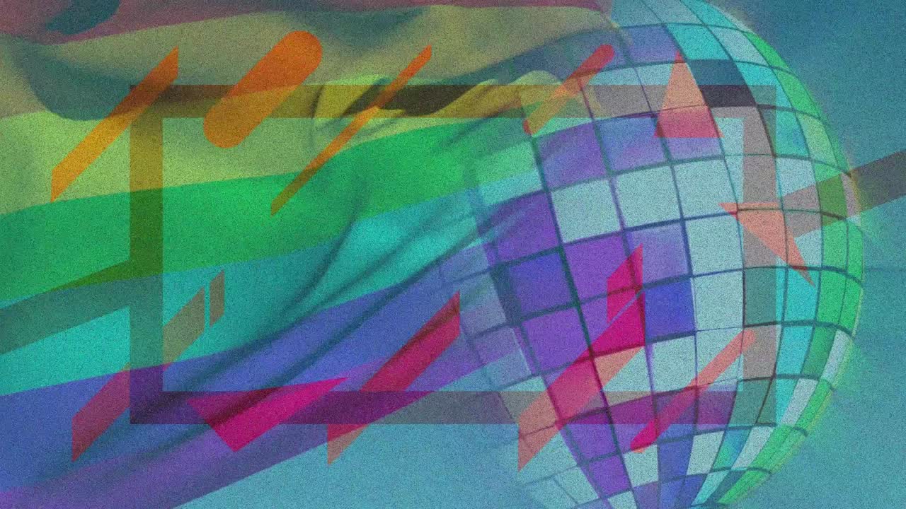 모양과 디스코 공 위의 무지개  ⁇ 발의 애니메이션