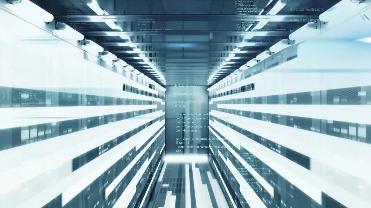 Animation of data processing over server room