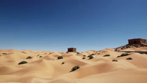 Desert Landscape and Ancient Stone Wall