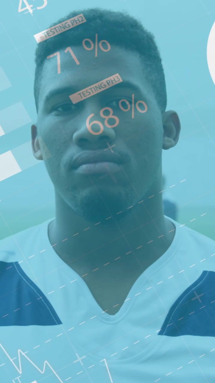 Animation of statistics and data processing over rugby player