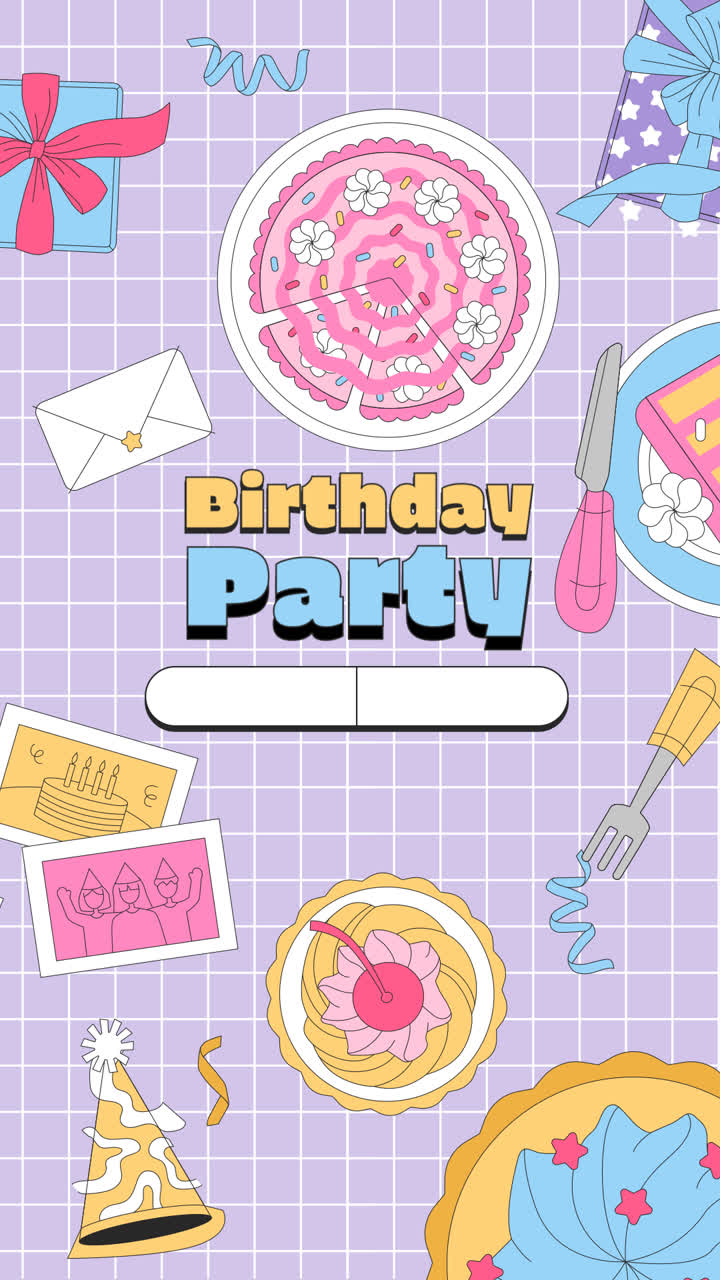 движущаяся графика вручную нарисованного шаблона дня рождения instagram