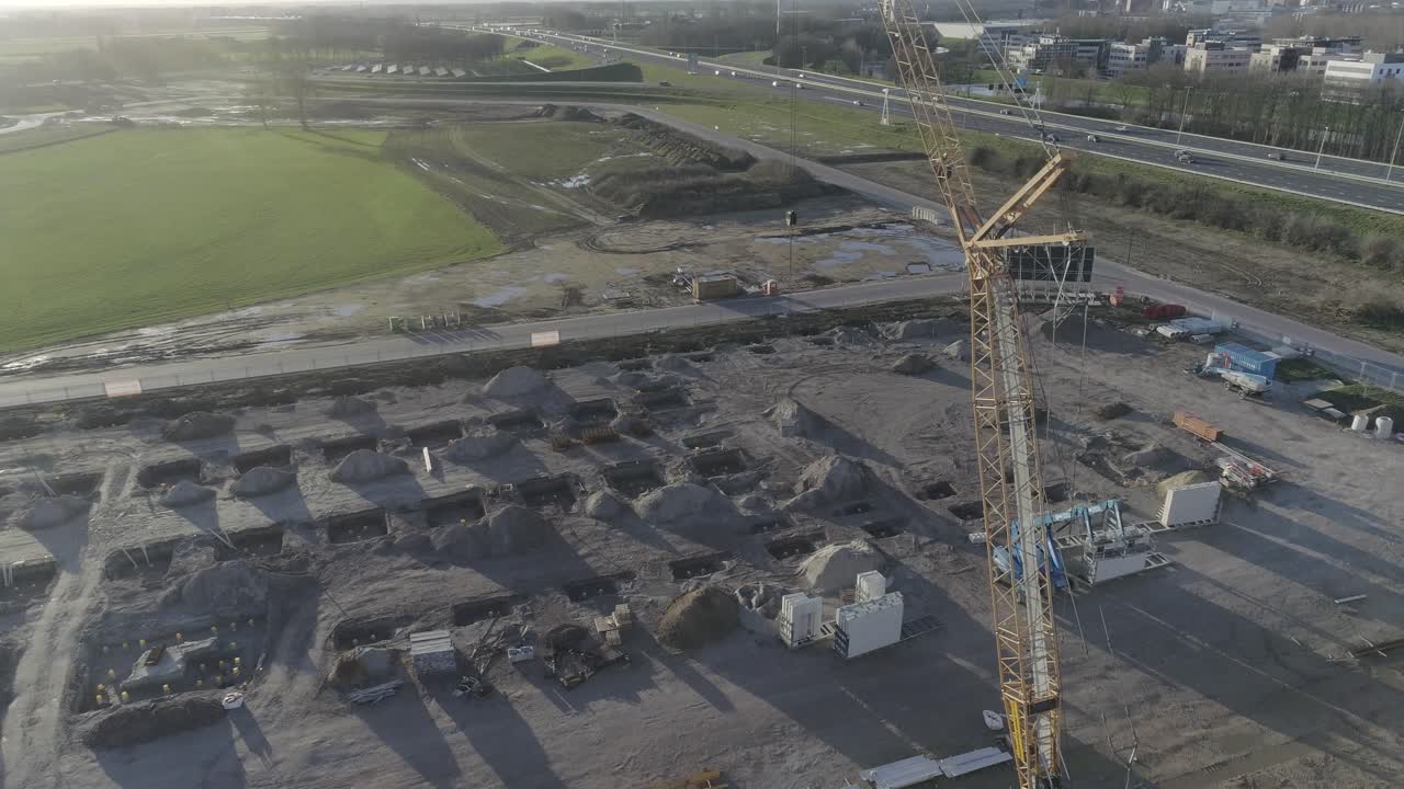 toma de drone del sitio de construcción