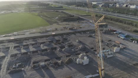 toma de drone del sitio de construcción