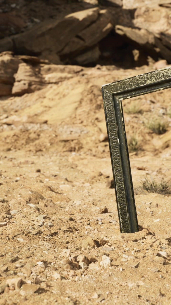 Exploring the surreal landscape of an empty frame in a vast desert scene