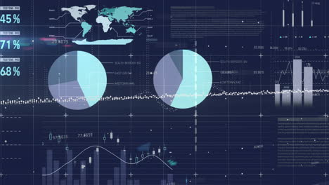 animación del procesamiento de datos financieros a través de la red