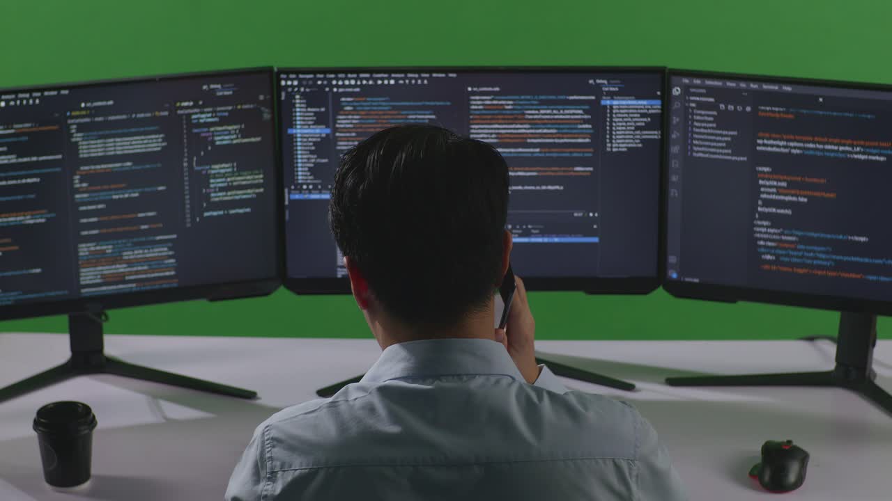 Programmer on a phone call