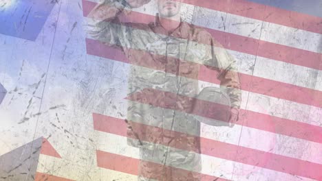 Animation-of-soldier-saluting-over-american-flag