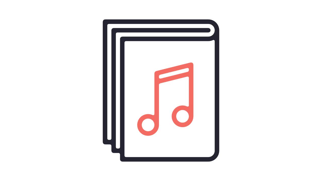School of Music Line Icon Animation with Alpha