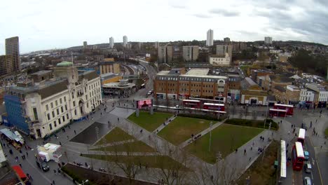 Timelapse---gloomy-afternoon-in-a-busy-London-district--wide-angle-view