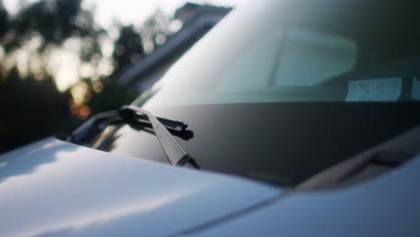 detail of windshield wipers of a commercial van