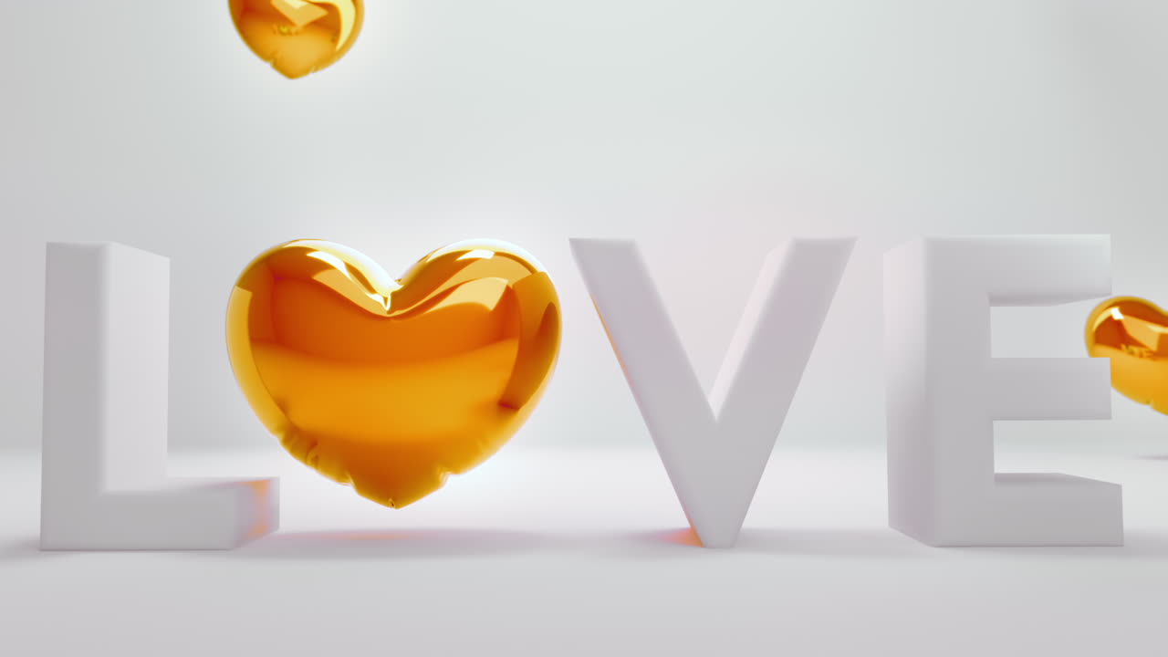 White love letters sign with the orange heart instead of "O" letter