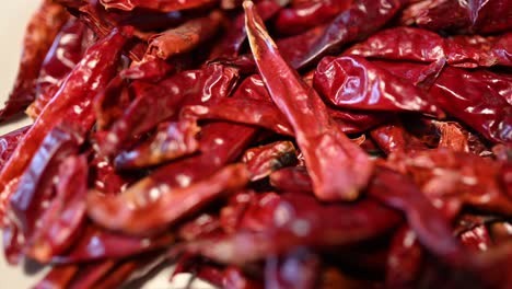 smooth left to right, plate of dried chili peppers, japones, dried chile pigment seche