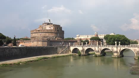 ponte sant'angelo aelian bridge and mausoleum hadrian castle landscape in rome italy