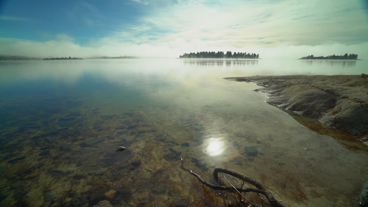 고요한 안개 일출 청산 호수 와이드 샷 호주 호수 진디 아름다운 by 테일러 브랜트 영화