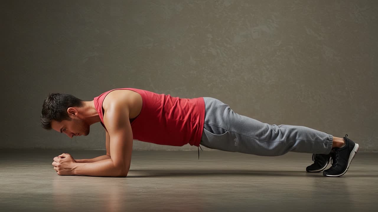 A Dedicated Fitness Enthusiast Demonstrating the Plank Exercise, Showcasing Strength and Form from Initial to Final Position