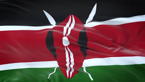 bandera de kenya ondeando en el viento con textura de tela muy detallada. bucle sin costuras