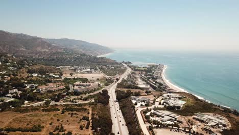 Aerial View of Coastal Highway and Luxury Homes in California