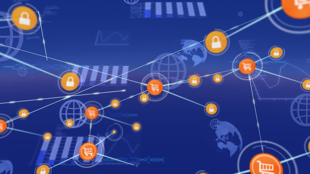 통계에 대한 아이콘으로 연결 네트워크의 애니메이션