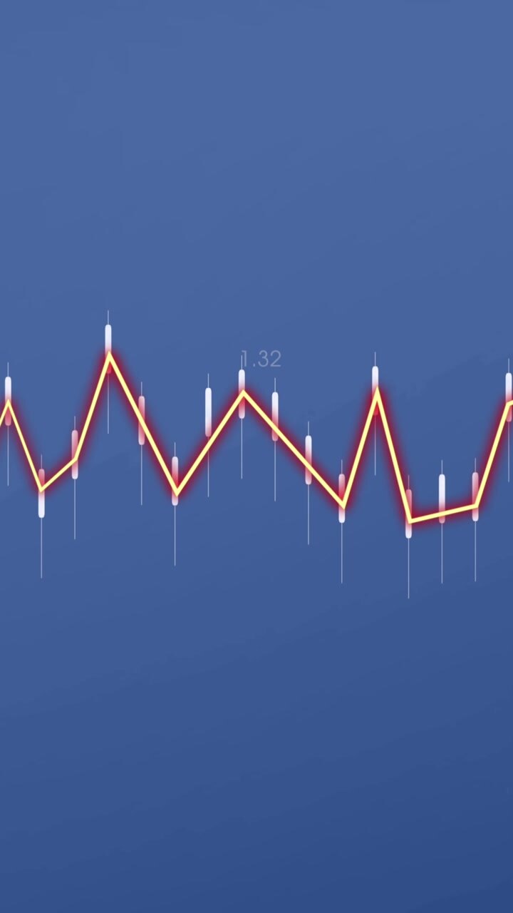 Animation of heart rhythm over graph and changing numbers against blue background