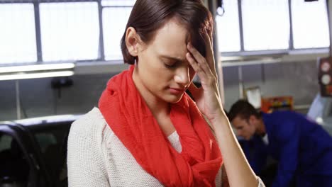 woman standing in tensed mood