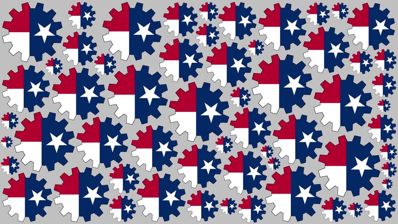 texas bandera del estado de los estados unidos engranajes girando fondo