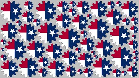 texas us state flag gears spinning background