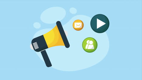 megaphone device audio with social marketing animation