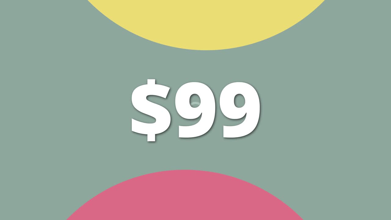 Modern animated price tag popping up as 99 Useful in product videos, business promotions, and ad campaigns