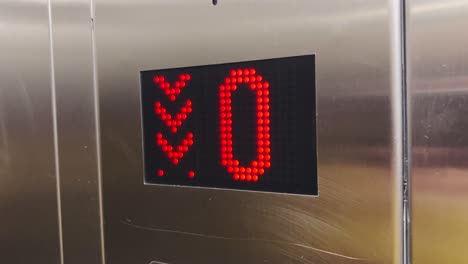 exhibición del ascensor, bajando desde el primer piso hasta la planta baja