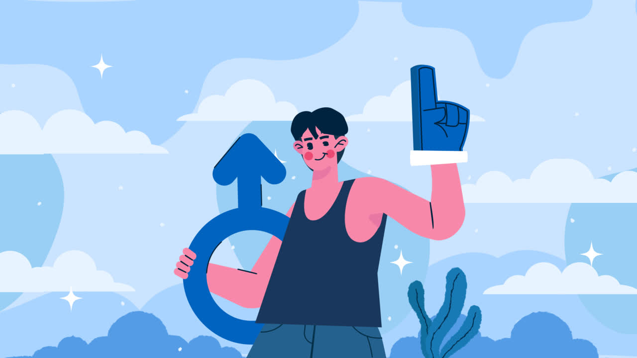 스페인어에서 남성의 날을 위한 평평한 일러스트레이션의 모션 그래픽