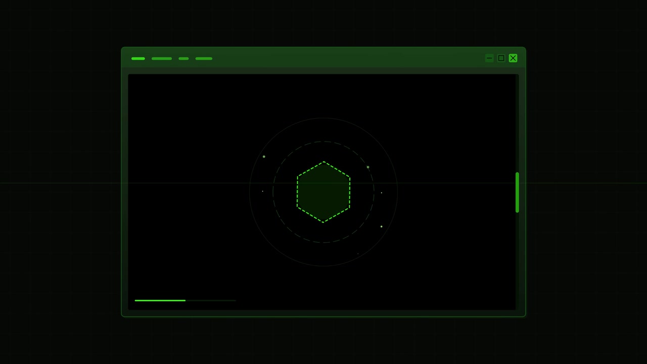 Digital Hexagon Interface Animation with Rotating Circular Elements