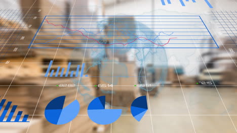 animación del procesamiento de datos financieros en el almacén