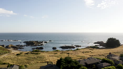 aerial push-in over sea ranch, california to the ocean