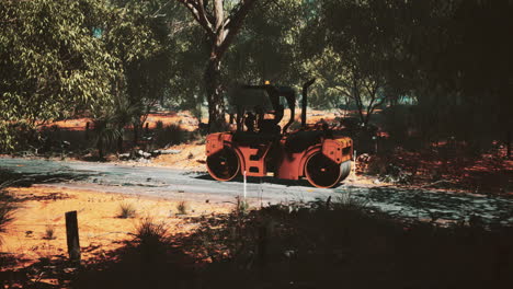 road roller tractor in the forest