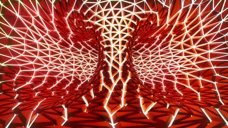 abstract geometric pattern with red and white glowing lights