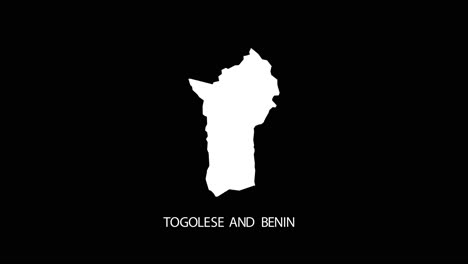 revelador digital y zoom en togolese y benin país alpha video con nombre de país revelando fondo | togolese and benin país mapa y título revelando alpha video para editar plantilla