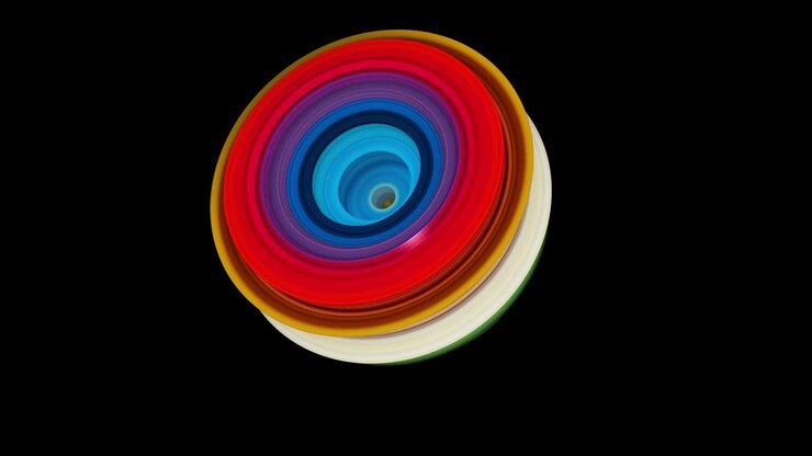 3d Animation of Abstract shapes. The color is gradual. A circle that keeps expanding outward. A background of imagination and creativity. The object is in the middle of the screen.