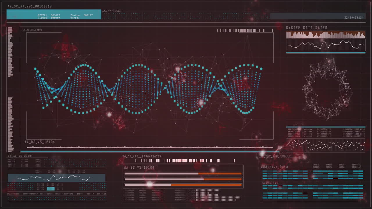animación del procesamiento de datos científicos en pantallas