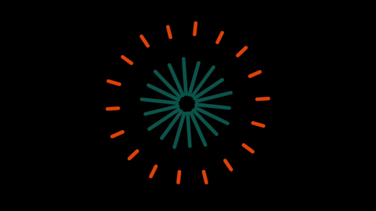 Animation bunter geometrischer Formen isoliert auf schwarzem Hintergrund