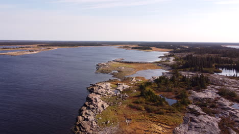 aerial view of hudson bay shore in eeyou istchee baie-james quebec canada