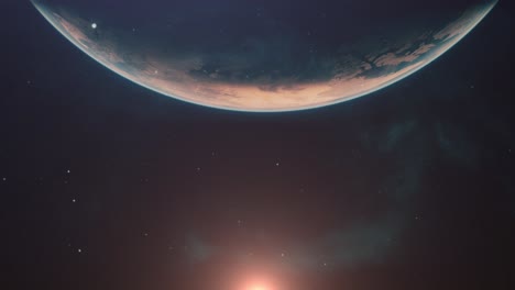 sunlit planet earth in deep space